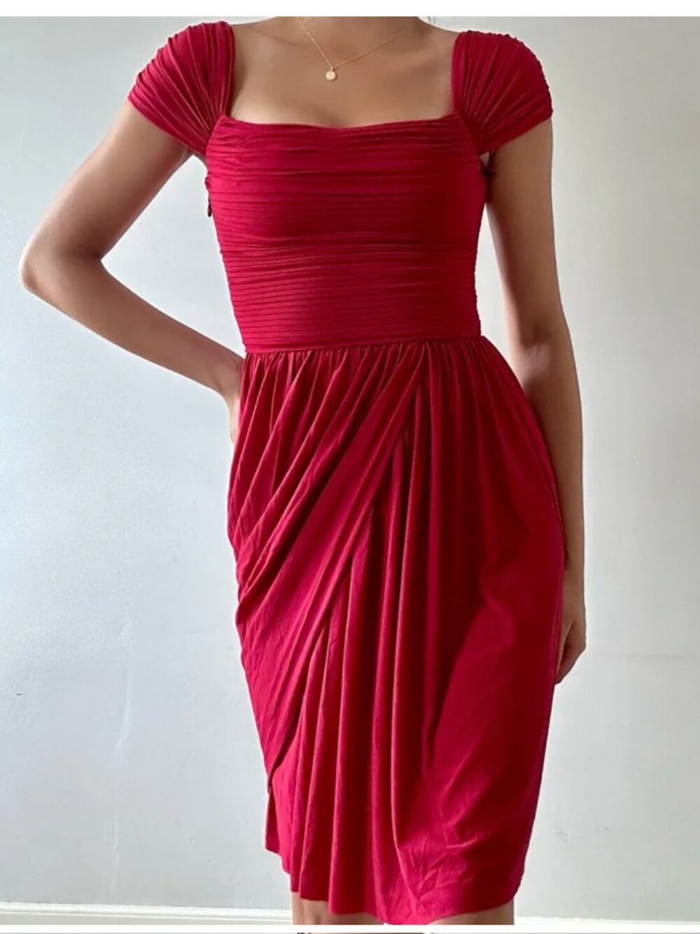BCBG MAXAZRIA Red Cap Sleeve Dress